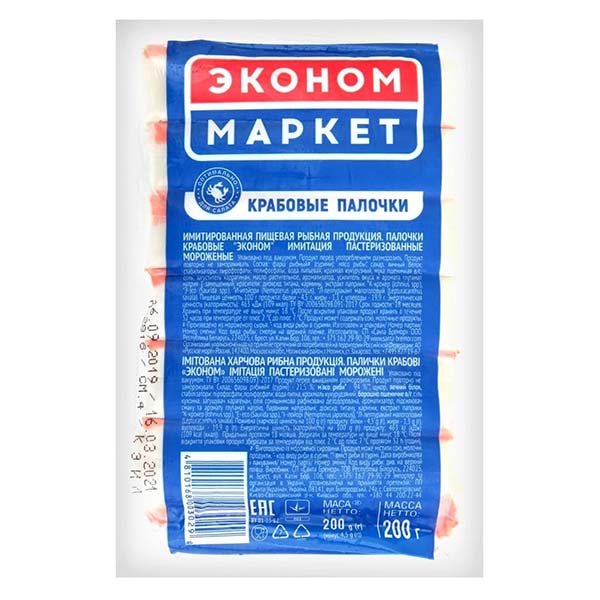 картинка Крабовые палочки "Эконом Маркет" 200/30 1/6кг /ООО СП  Бремор/ от магазина Салова Фиш