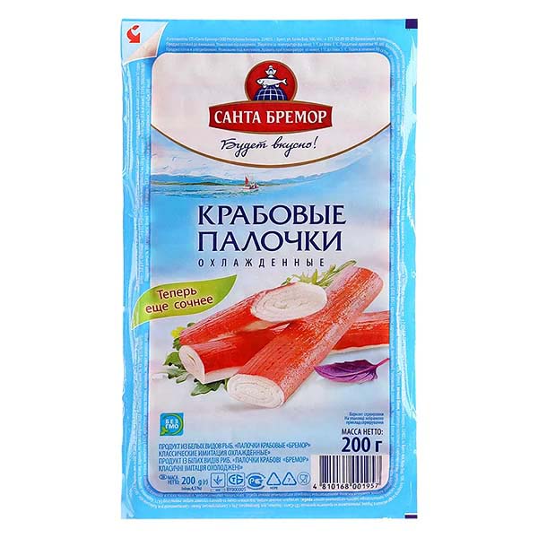 картинка Крабовые палочки "Бремор" 200/30 1/6кг. /ООО СП "Бремор"/ от магазина Салова Фиш